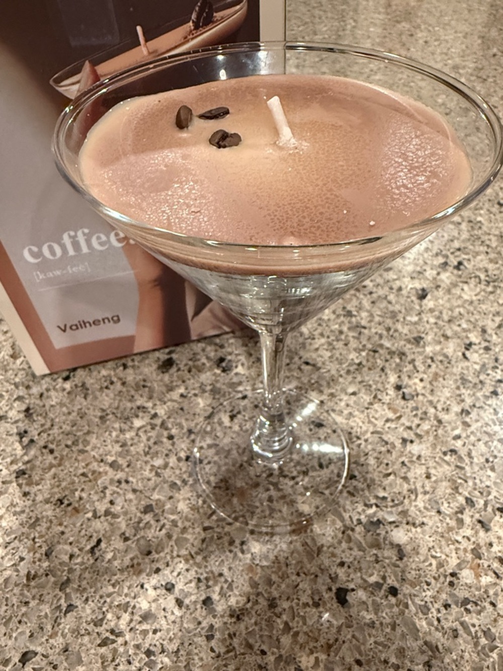 Martini Glass Candle with Strong Coffee Bean Scent - Brown